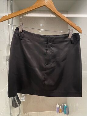 NEW MESHKI Classic Black satin Mini Skirt